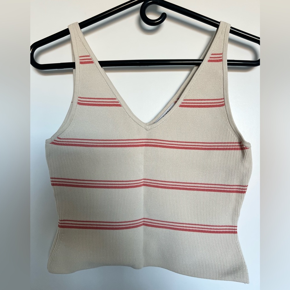 Babaton Cream and Pink Striped Knit Top